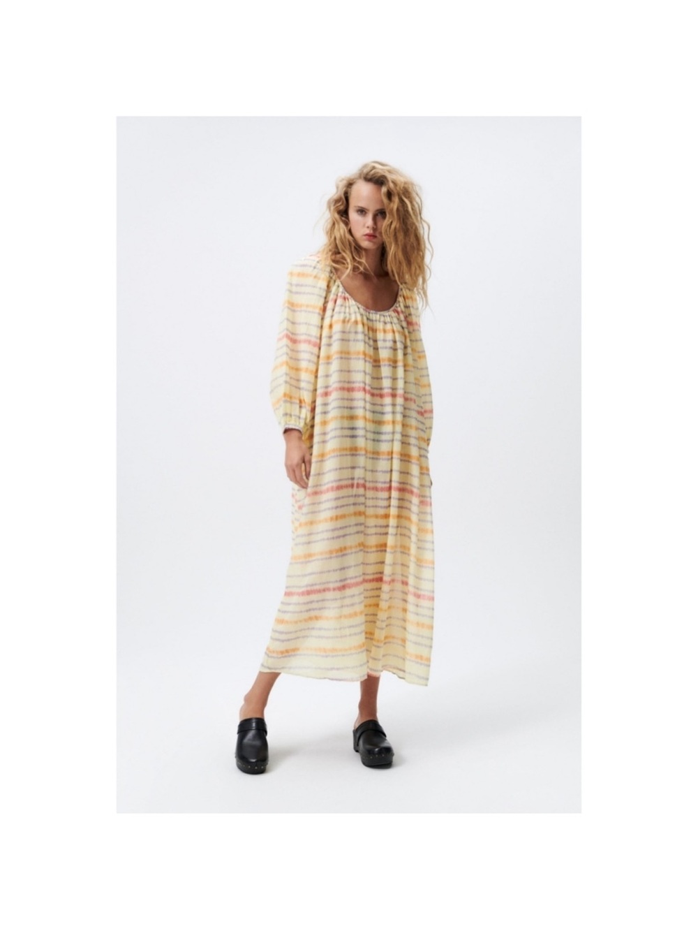 Zara Yellow, Orange, Pink, and Purple Striped Midi Cover Up Dress